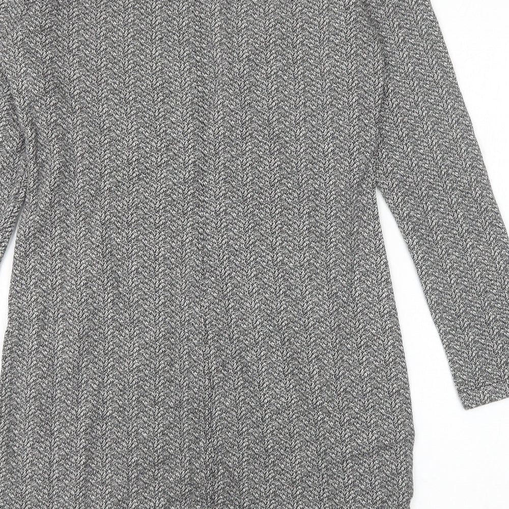 Marks & Spencer Womens Grey Cotton A-Line Size 12 Boat Neck Pullover