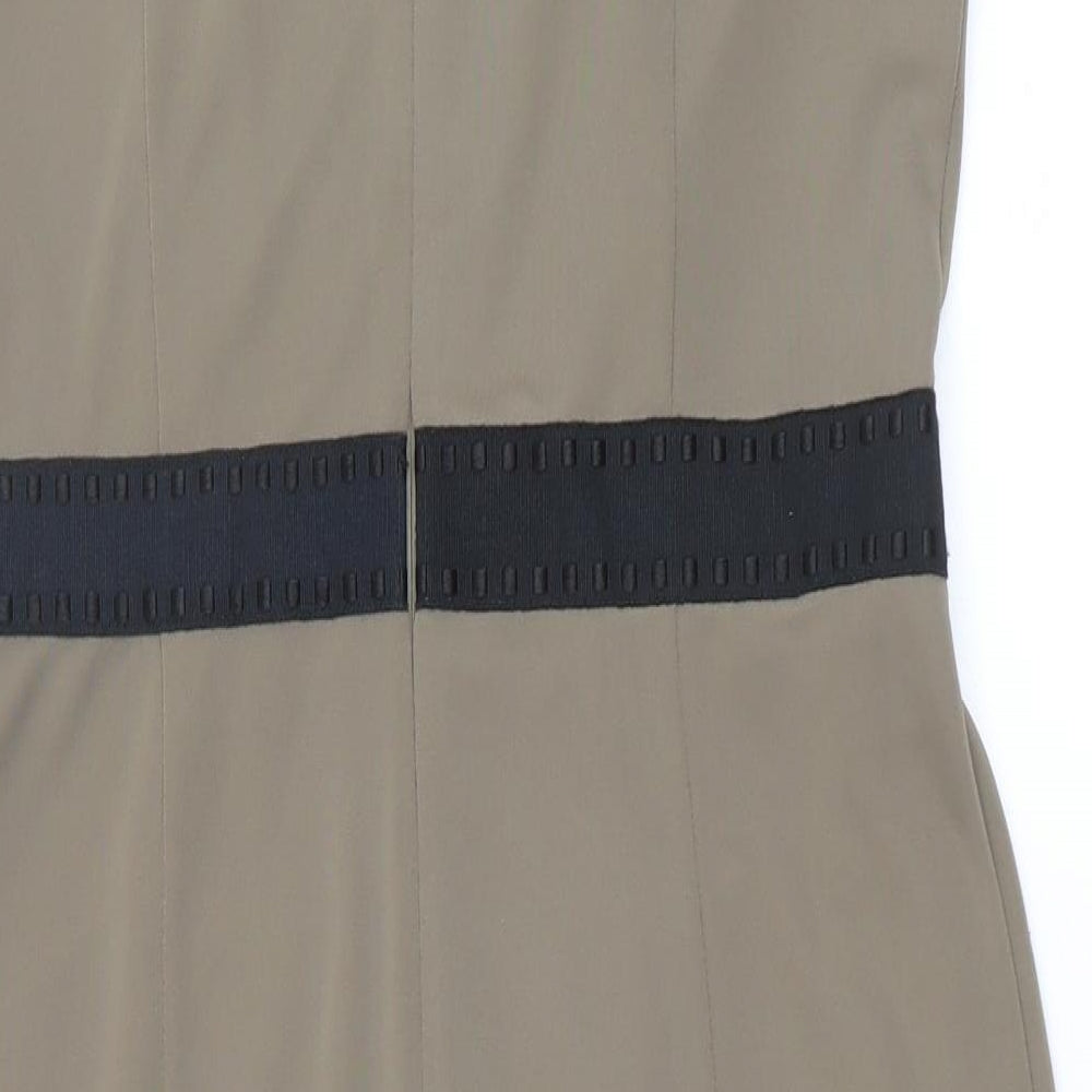 Marks & Spencer Womens Green Polyester A-Line Size 12 Round Neck Zip