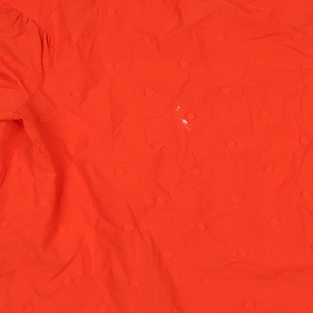 Marks & Spencer Womens Red Cotton Basic Blouse Size 8 V-Neck