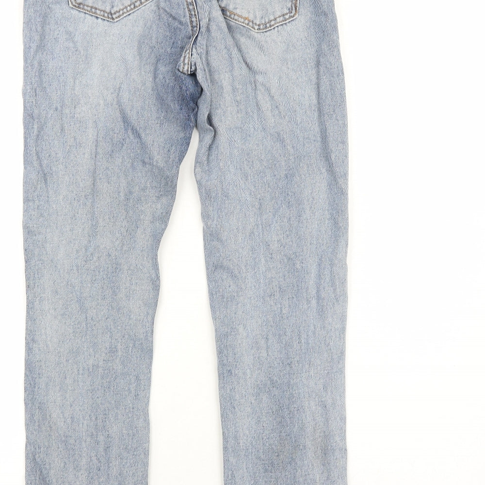 Momokrom Womens Blue Cotton Straight Jeans Size 6 Regular Zip