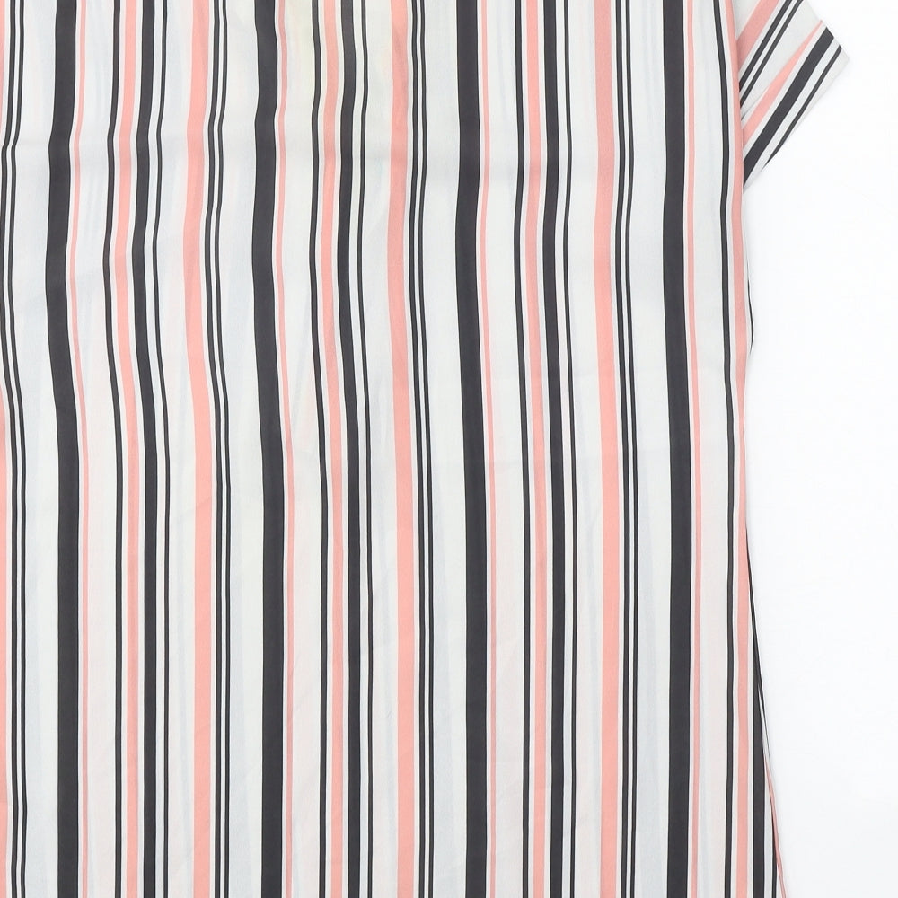 Select Womens White Striped Polyester Basic Blouse Size 10 V-Neck
