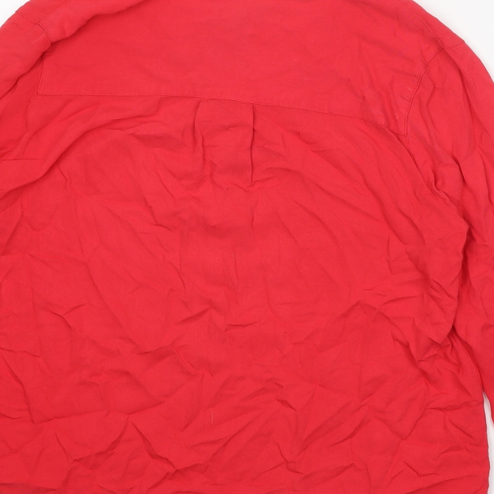 Gap Womens Red Viscose Basic Blouse Size L V-Neck