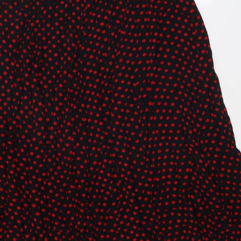 Preworn Womens Black Polka Dot Polyester Swing Skirt Size 36 in