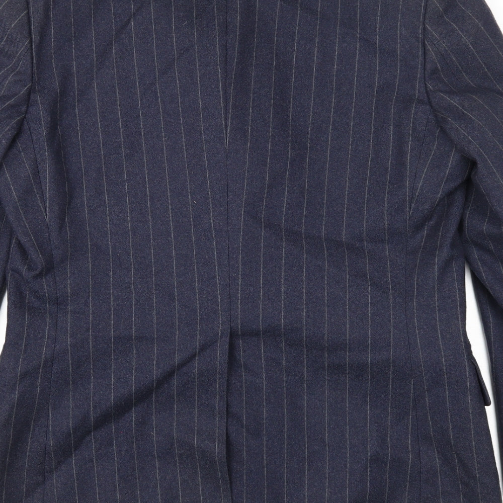 C&A Mens Blue Striped Wool Jacket Suit Jacket Size 40 Regular