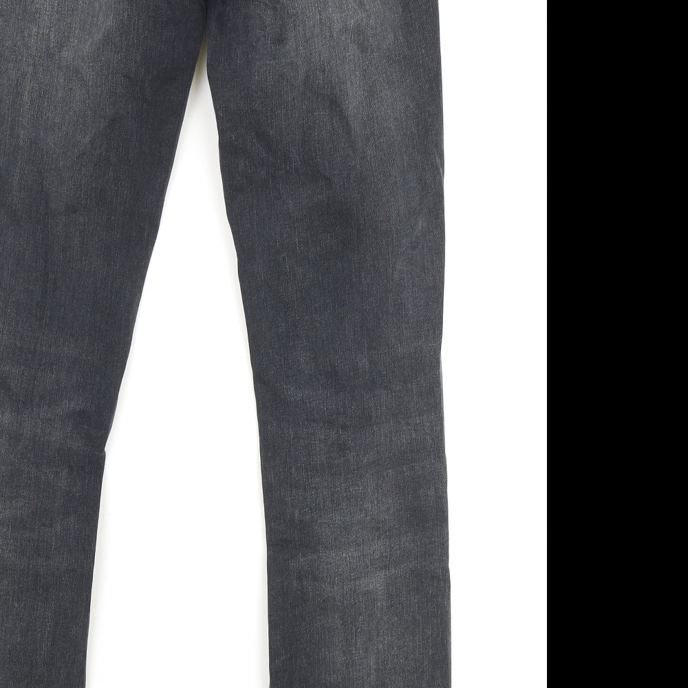 Topman Mens Black Cotton Straight Jeans Size 30 in L32 in Slim Button