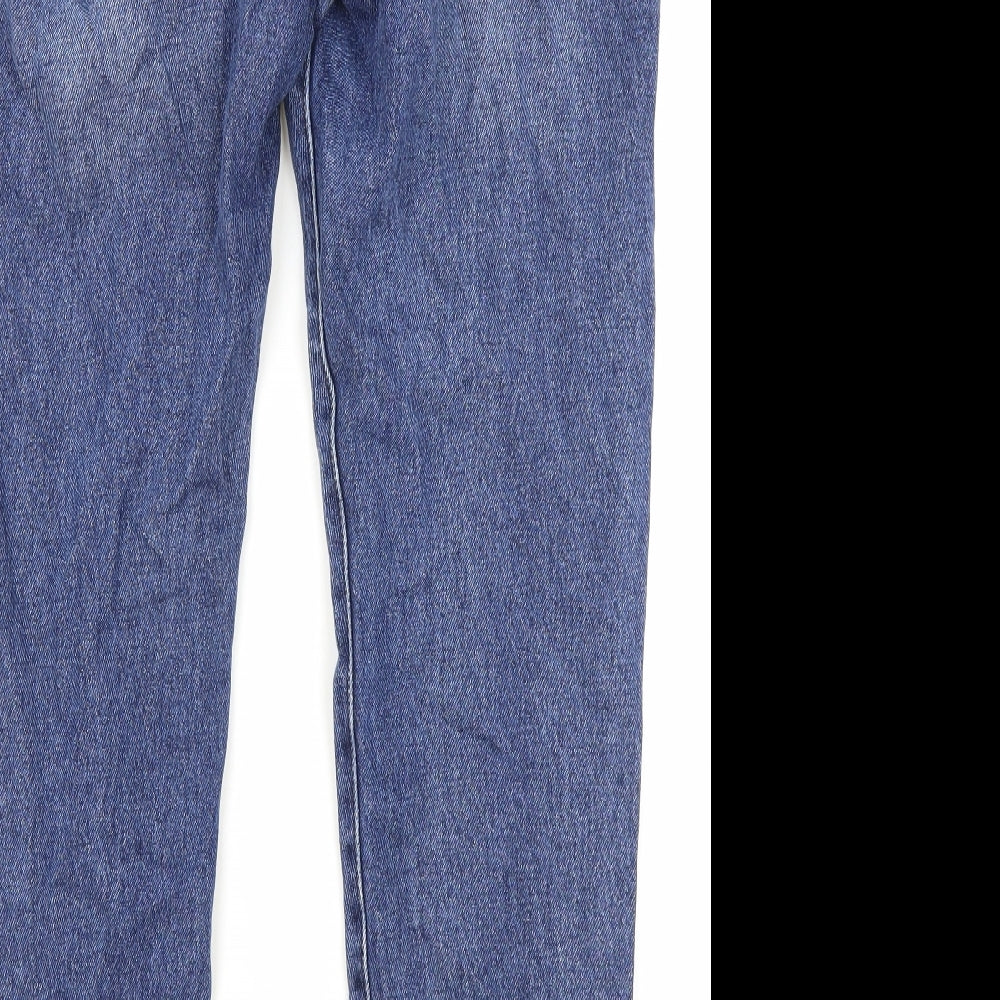 Preworn Womens Blue Cotton Straight Jeans Size L Regular Zip