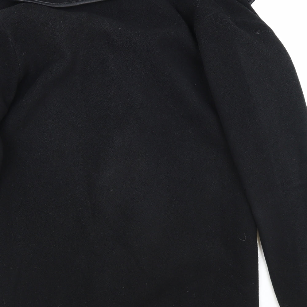 Effeti Moda Womens Black Collared Polyester Cardigan Jumper Size S