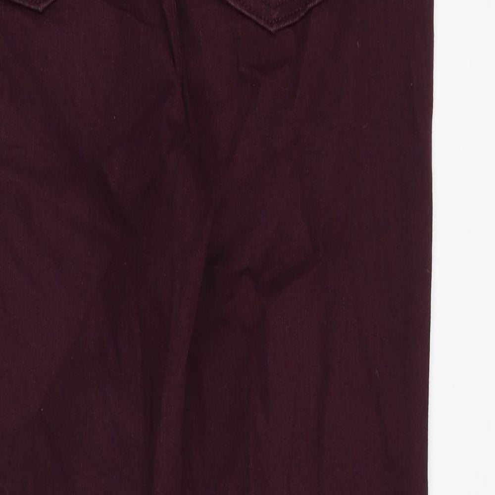 Marks & Spencer Womens Purple Cotton Straight Jeans Size 8 Regular Zip
