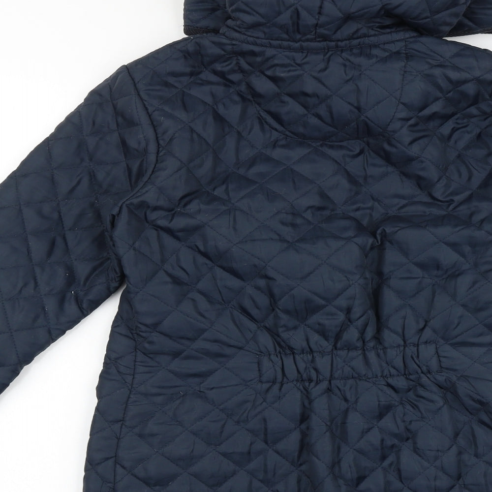 New Look Womens Blue Quilted Coat Size 10 Snap