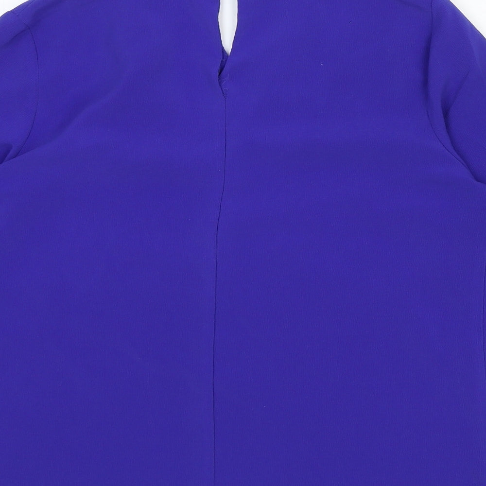 Dorothy Perkins Womens Blue Viscose Basic Blouse Size 10 V-Neck