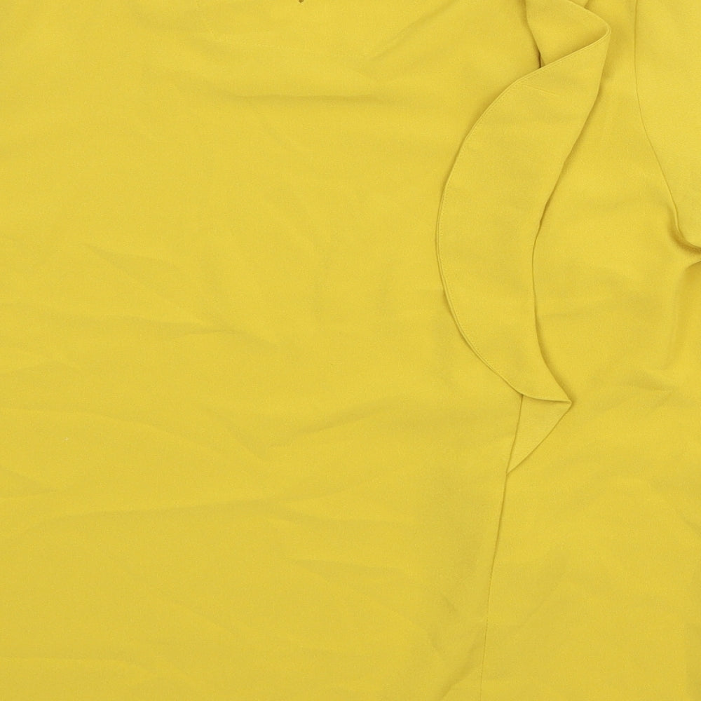 Marks & Spencer Womens Yellow Polyester Basic T-Shirt Size 12 Scoop Neck