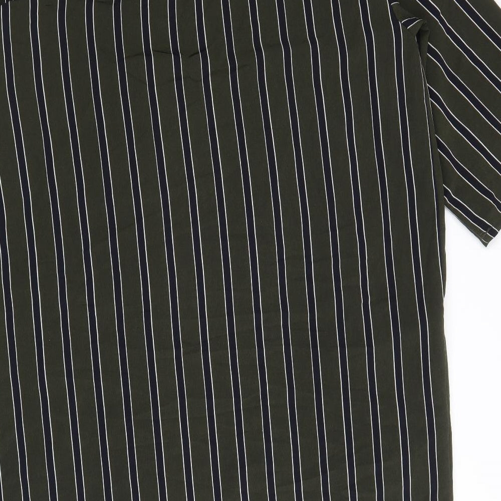 Atmosphere Womens Green Striped Polyester Kimono Blouse Size 6 V-Neck