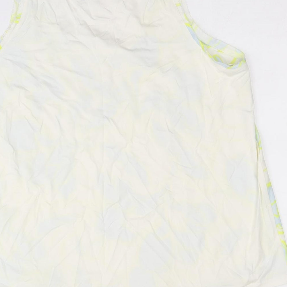 Marks & Spencer Womens White Geometric Polyester Basic Tank Size 12 Scoop Neck
