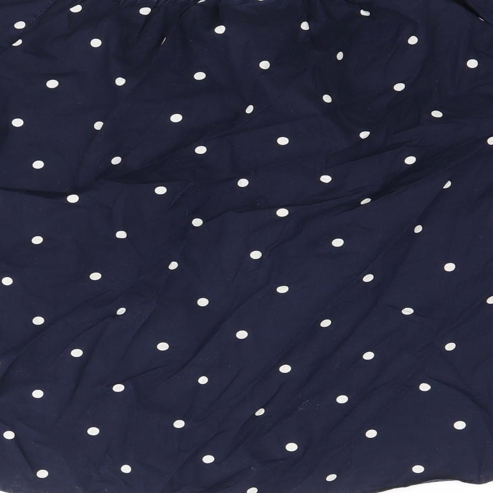 H&M Womens Blue Polka Dot 100% Cotton Basic Blouse Size 8 Off the Shoulder - Bardot
