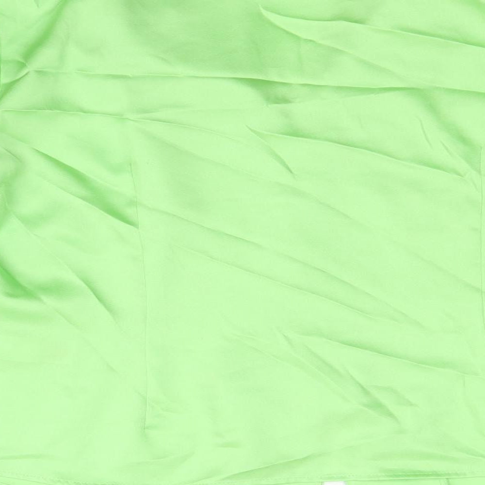 Marks & Spencer Womens Green Polyester Basic Button-Up Size 12 V-Neck - Collared