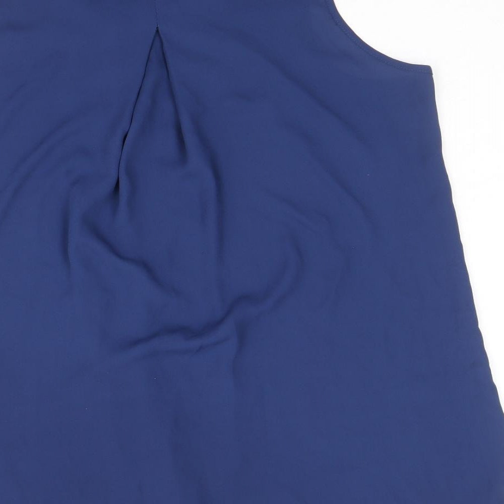 Rose & Olive Womens Blue Polyester Basic Tank Size S Scoop Neck