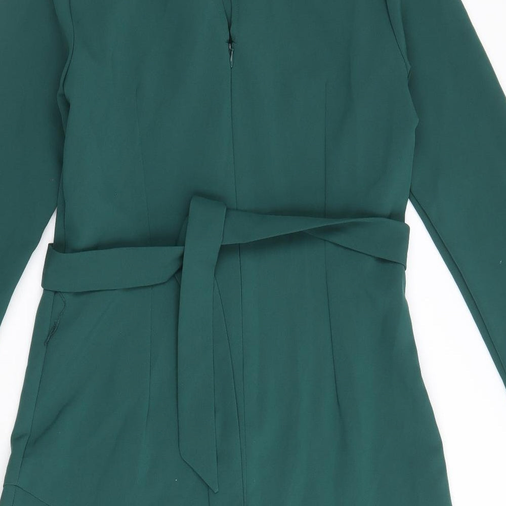 Warehouse Womens Green Polyester A-Line Size 10 Round Neck Zip
