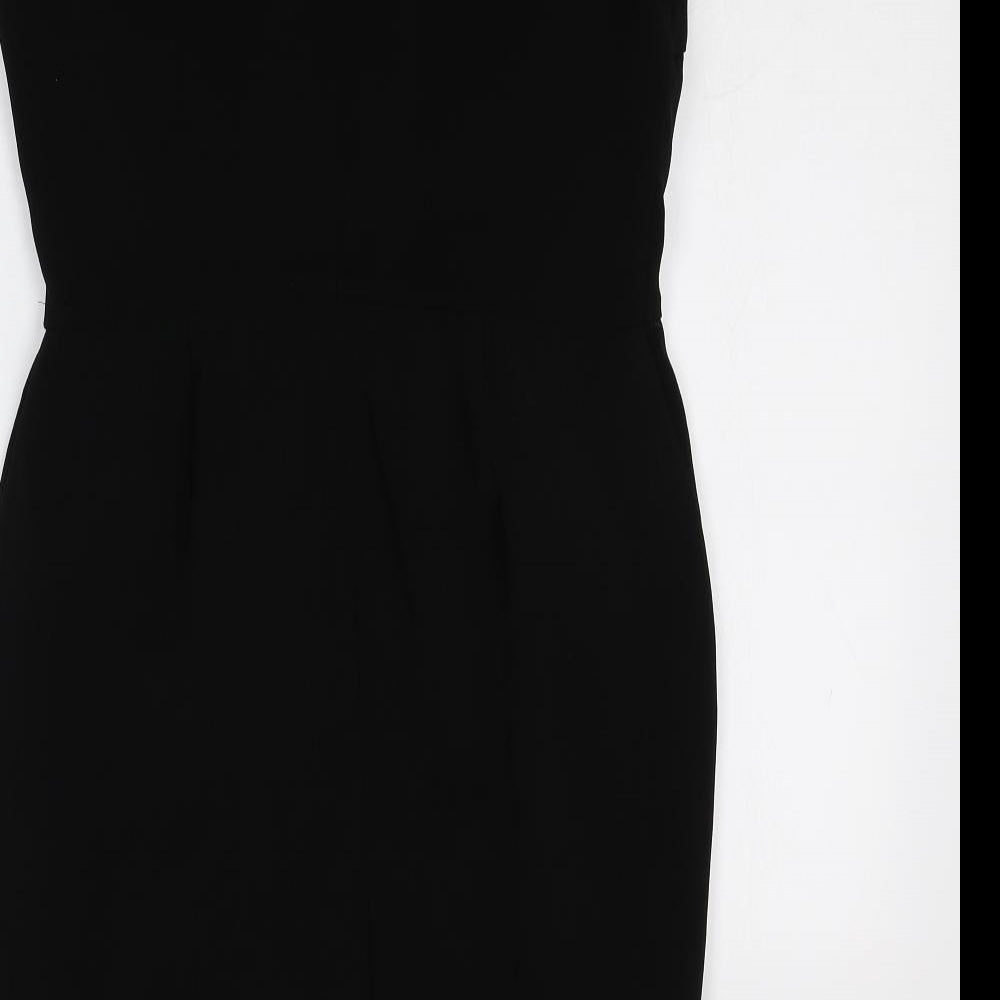 Marks & Spencer Womens Black Polyester Bodycon Size 12 Square Neck Zip