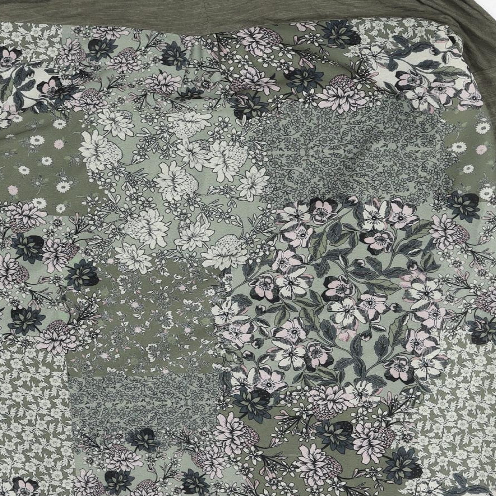 M&Co Womens Green Floral Viscose Basic Blouse Size 10 Boat Neck