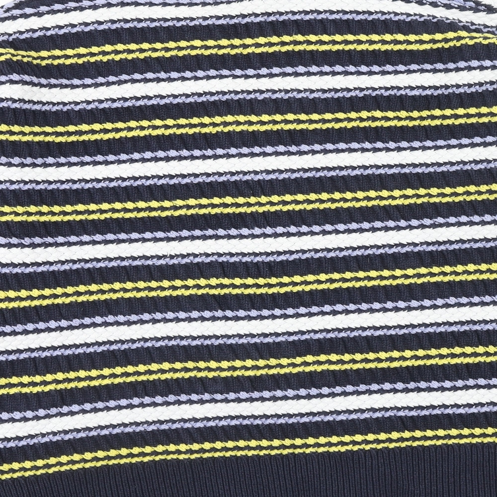 Per Una Womens Multicoloured Round Neck Striped Cotton Pullover Jumper Size L