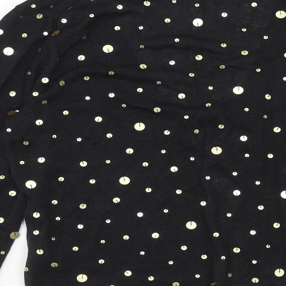 Phase Eight Womens Black V-Neck Polka Dot Linen Cardigan Jumper Size 12