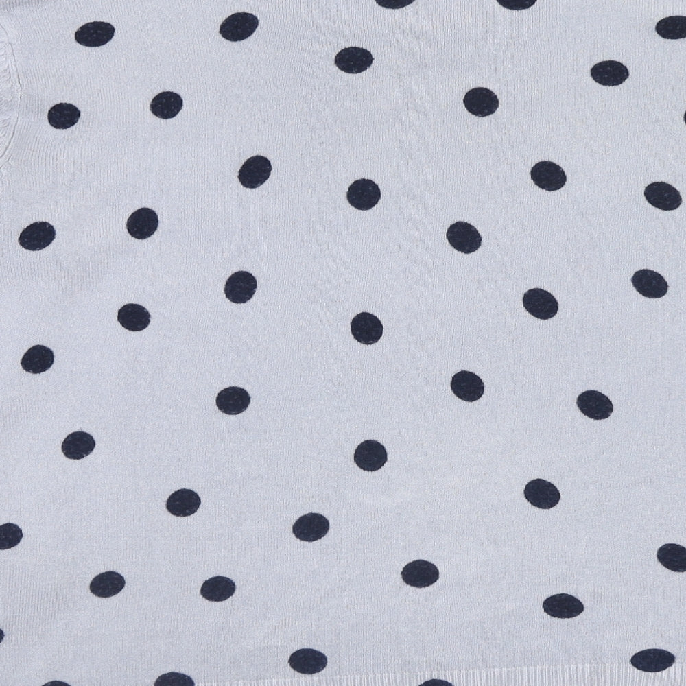 Marks & Spencer Womens Blue Round Neck Polka Dot Acrylic Pullover Jumper Size 12