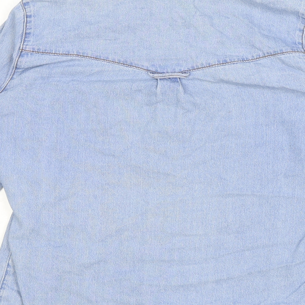 ASOS Womens Blue 100% Cotton Basic Button-Up Size 8 Collared