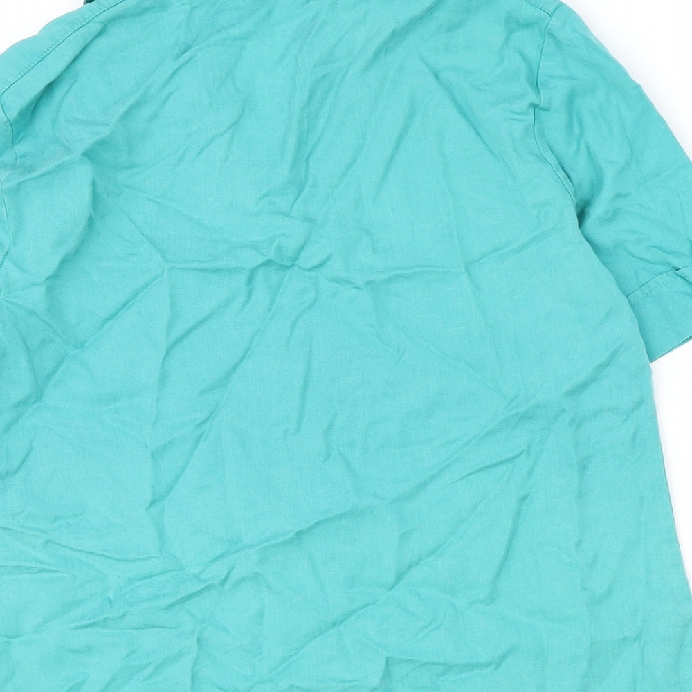 Marks & Spencer Womens Blue Lyocell Basic Button-Up Size 12 Collared
