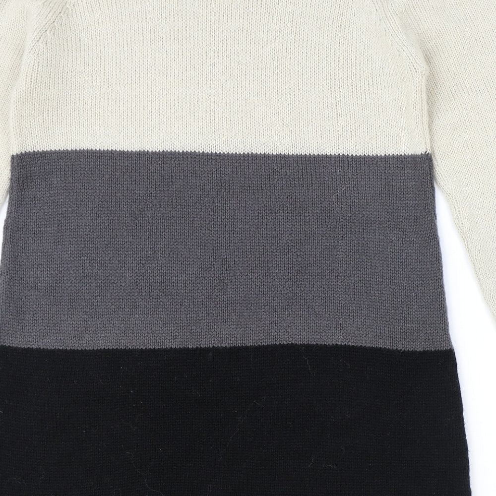 M&Co Womens Multicoloured V-Neck Acrylic Pullover Jumper Size S - Colourblock