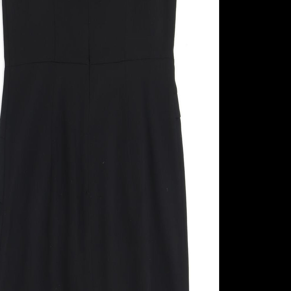 Marks & Spencer Womens Black Polyester A-Line Size 8 Round Neck Zip