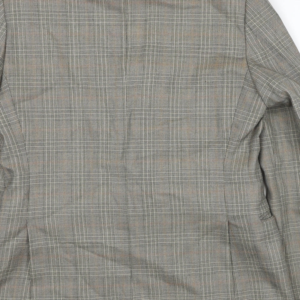 John Lewis Mens Grey Plaid Wool Jacket Suit Jacket Size 38 Regular