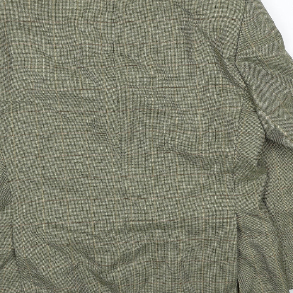Wellington Mens Green Plaid Polyester Jacket Suit Jacket Size 40 Regular