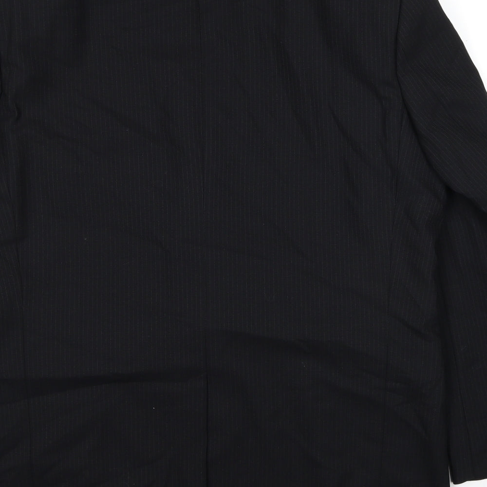 ROY ROBSON Mens Black Striped Wool Jacket Suit Jacket Size XL Regular