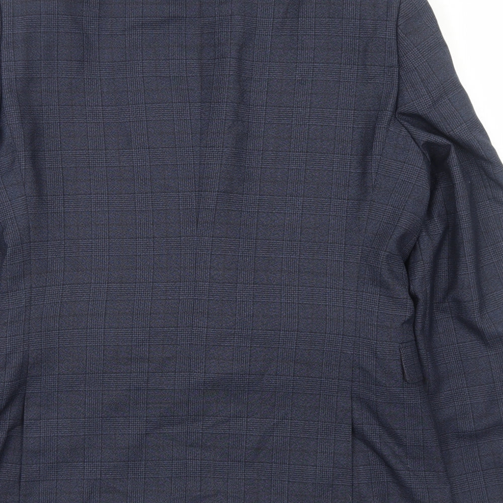 NEXT Mens Blue Plaid Polyester Jacket Suit Jacket Size L Regular