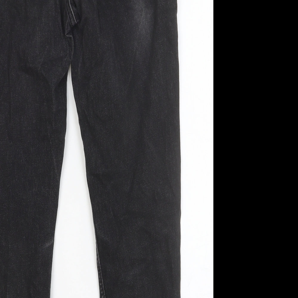 Marks & Spencer Womens Black Cotton Skinny Jeans Size 12 Slim Button
