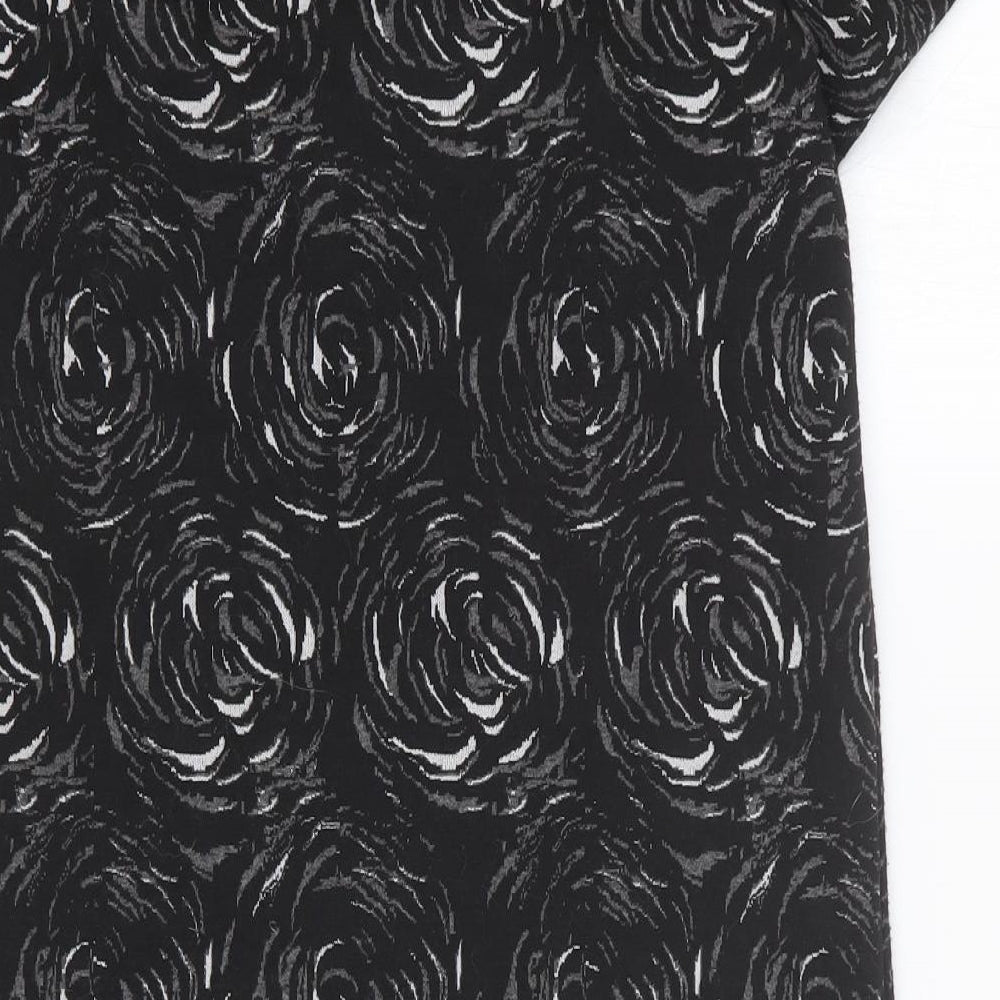 Marks & Spencer Womens Black Geometric Cotton Shift Size 10 Round Neck Pullover