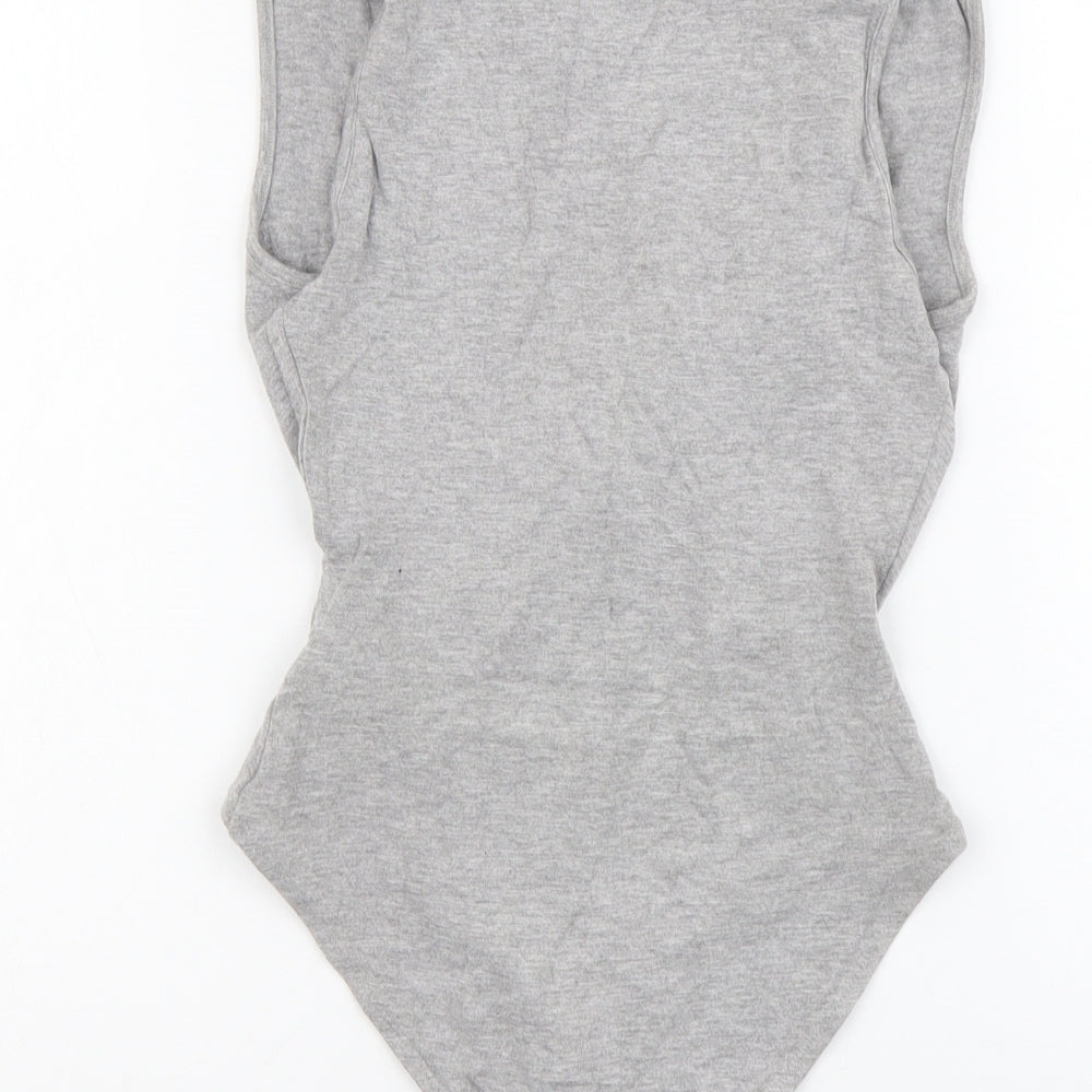 ASOS Womens Grey Cotton Bodysuit One-Piece Size 8 Snap