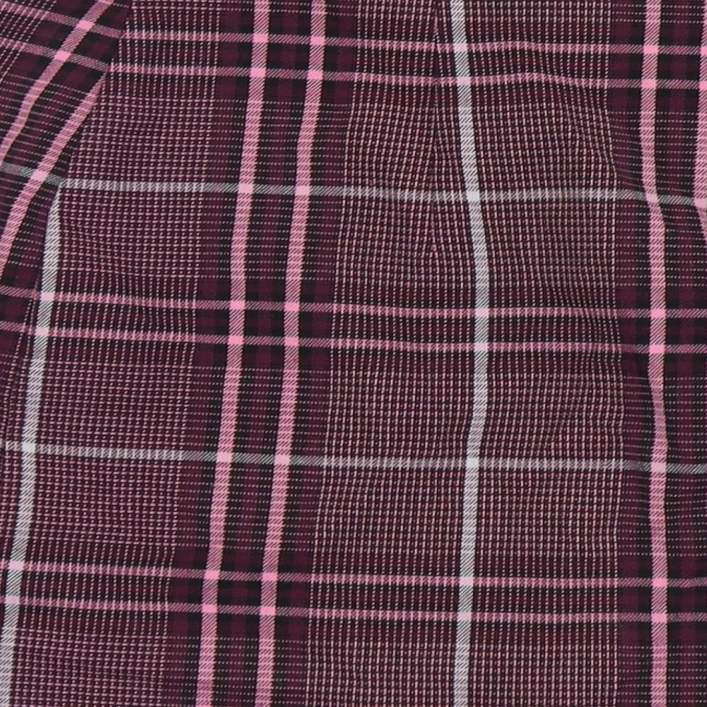 Marks & Spencer Womens Purple Plaid Polyester Straight & Pencil Skirt Size 32 in Zip