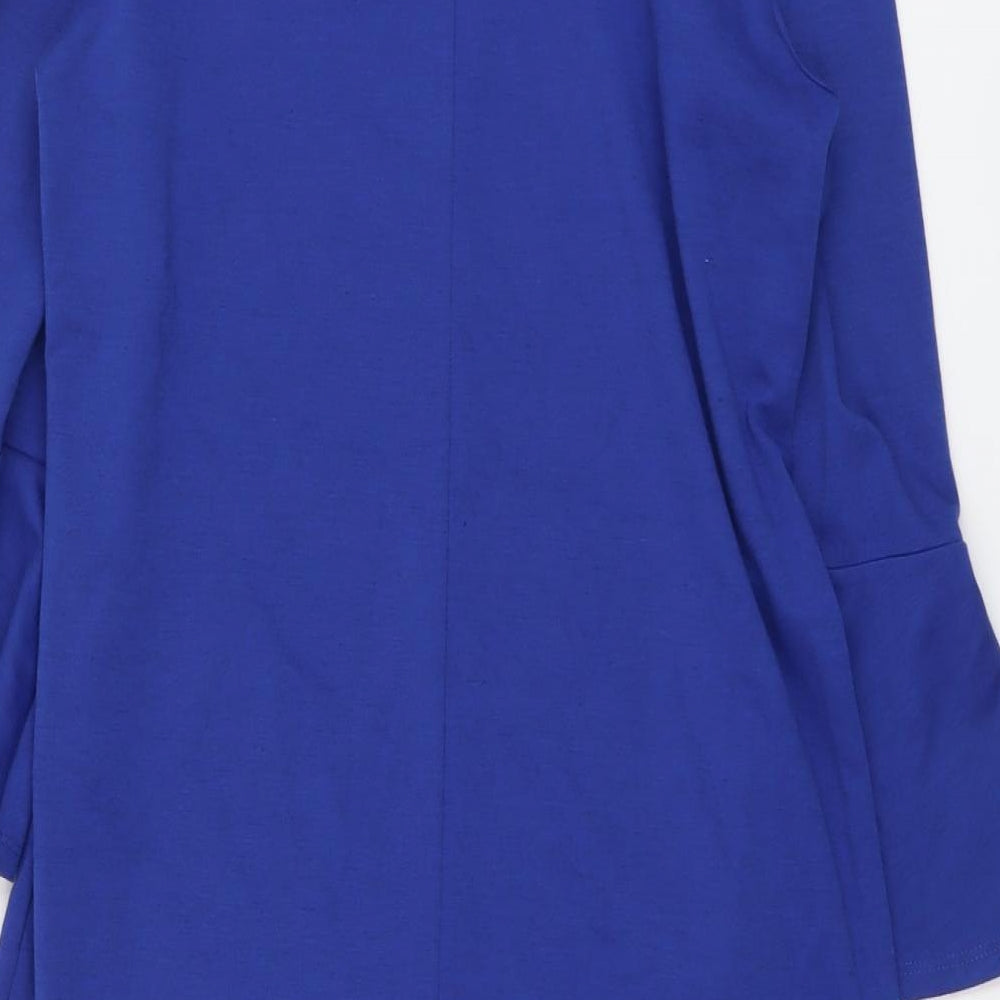 Debenhams Womens Blue Polyester Shift Size 12 Boat Neck Button - Necklace Detail, Bell Sleeve
