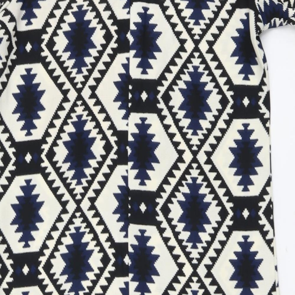 Vera & Lucy Womens Multicoloured Geometric Polyester Shift Size M Scoop Neck Zip