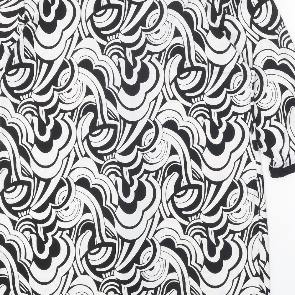My Fize Womens White Geometric Polyester Shift Size XS Boat Neck Pullover