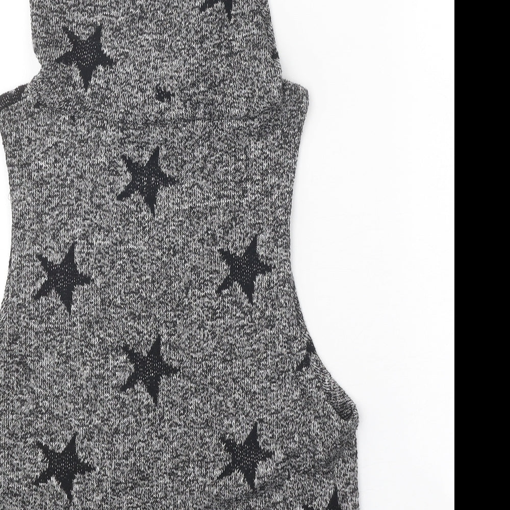 Koton Womens Grey Round Neck Geometric Cotton Pullover Jumper Size S - Stars