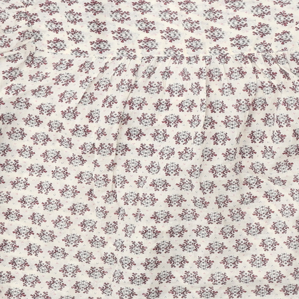 Per Una Womens Beige Geometric 100% Cotton Basic Blouse Size S V-Neck