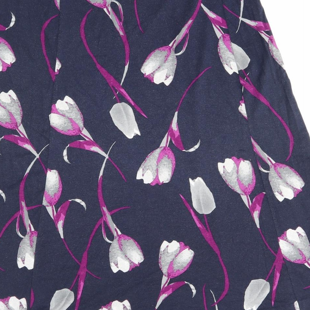 EWM Womens Blue Floral Polyester Swing Skirt Size 12