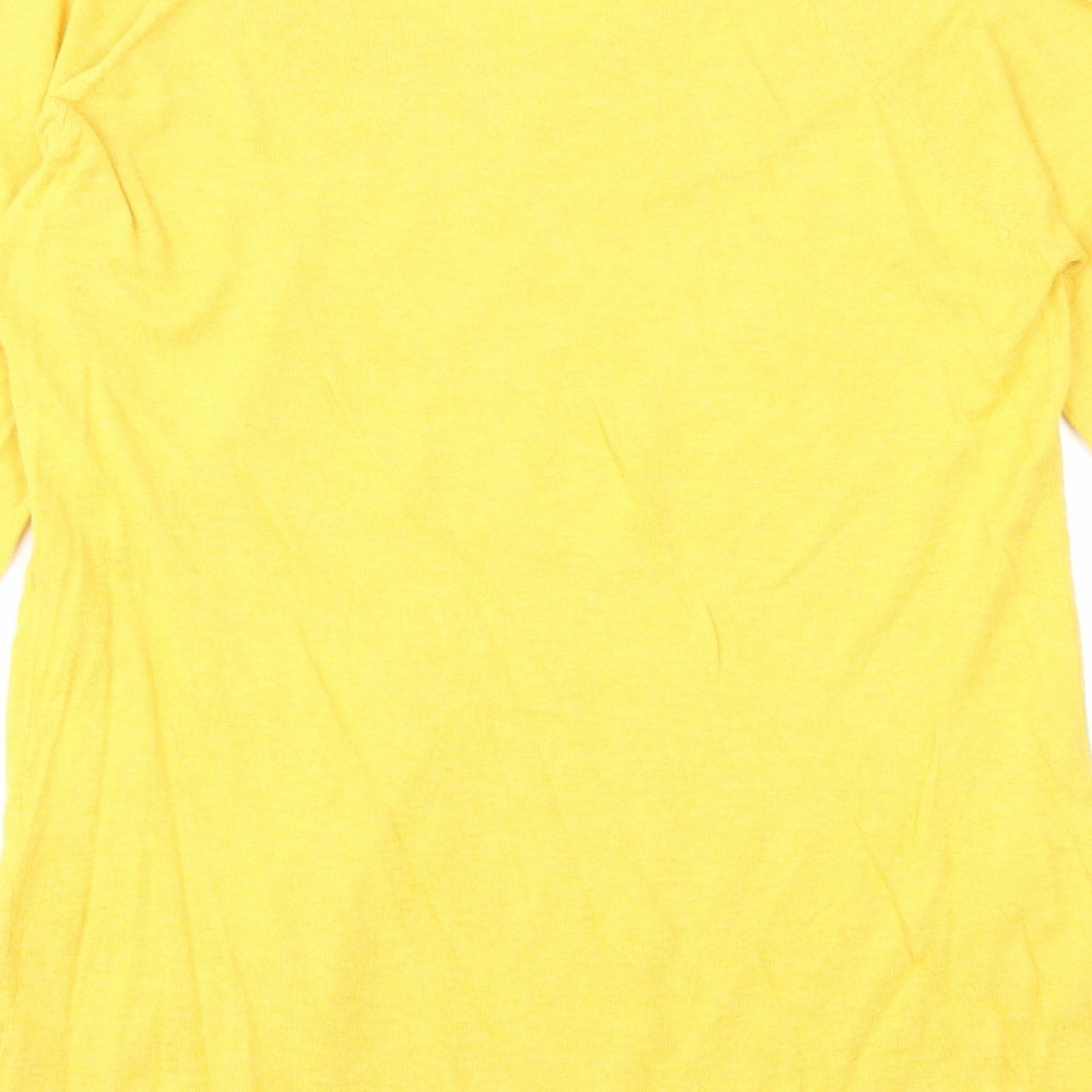 Debenhams Womens Yellow Cotton Basic Blouse Size 12 Boat Neck