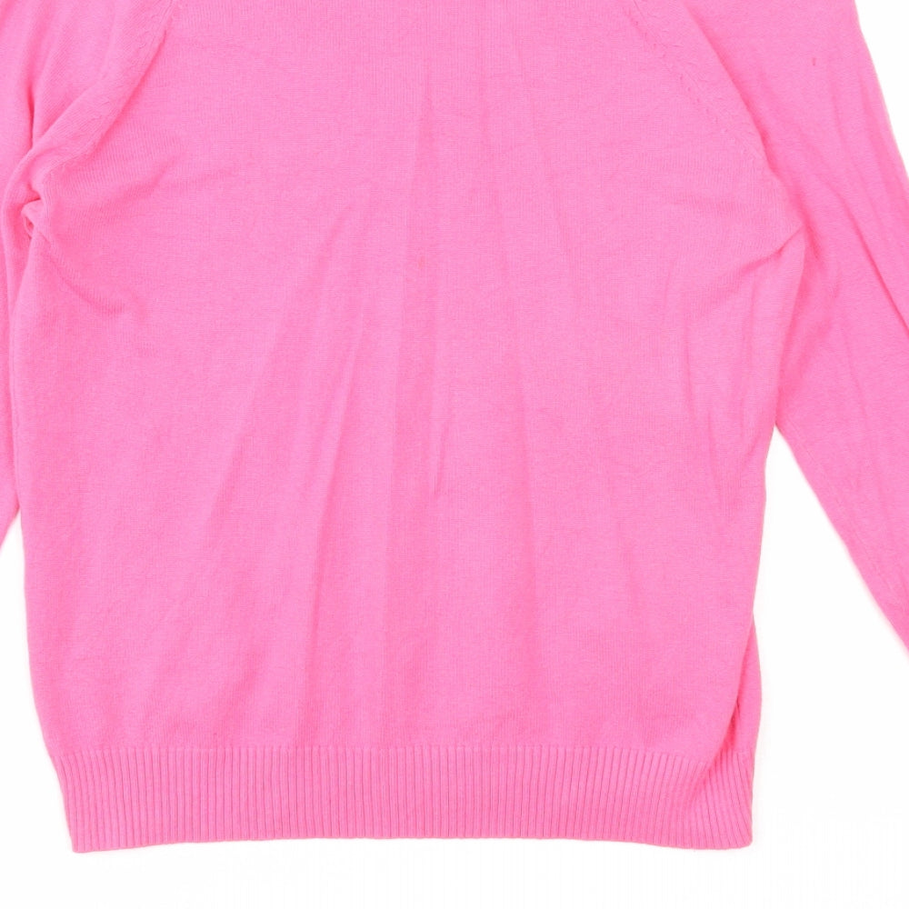 Sutherland Womens Pink V-Neck Acrylic Pullover Jumper Size S