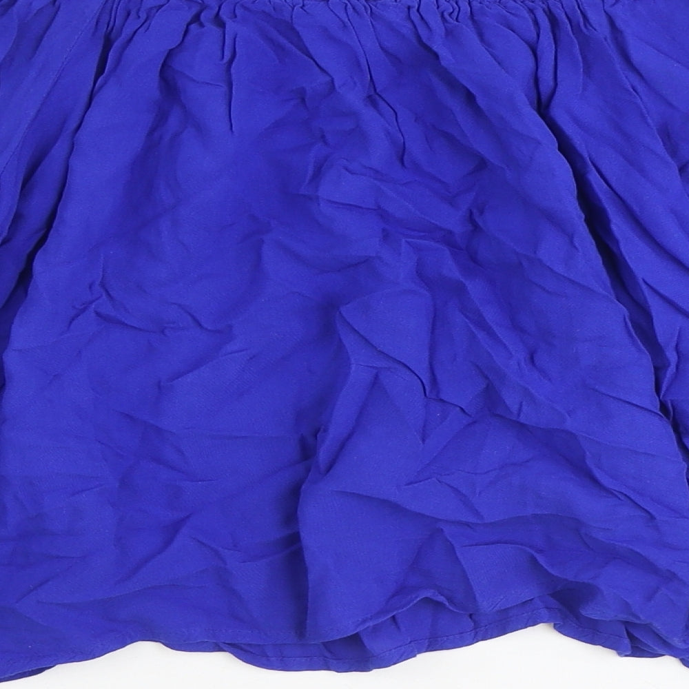 Atmosphere Womens Blue Viscose Cropped Blouse Size 8 Boat Neck