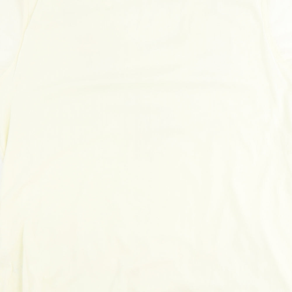 Preworn Womens Yellow Polyester Basic T-Shirt Size 14 V-Neck