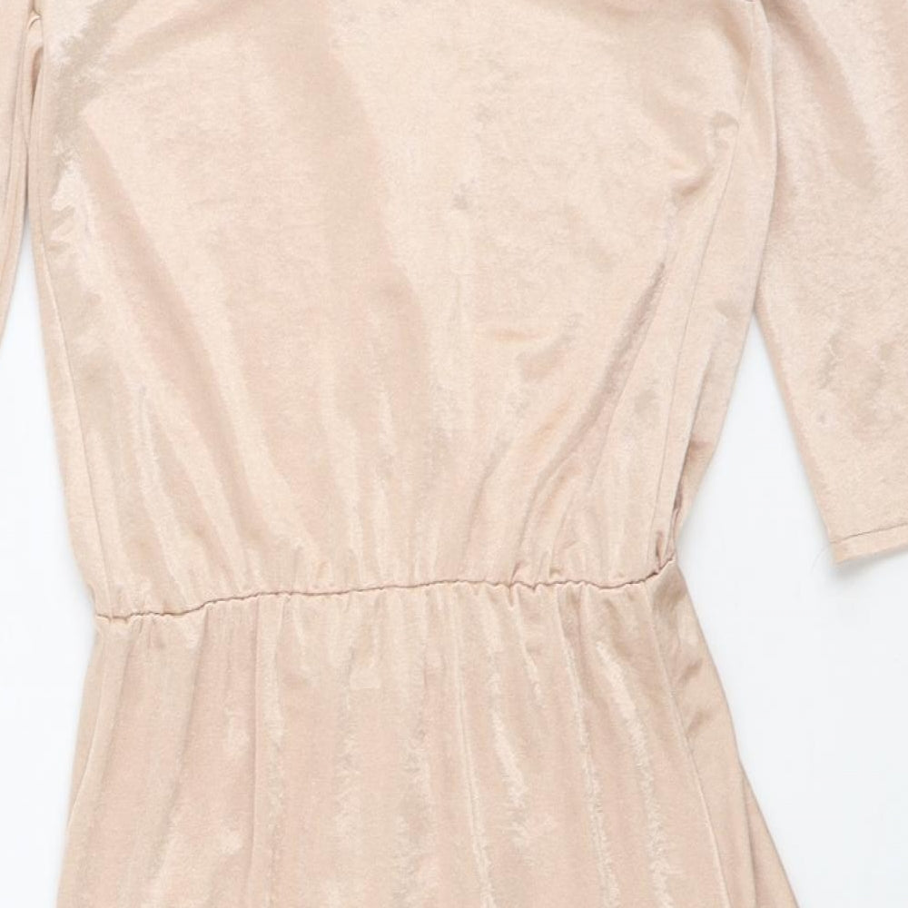 ASOS Womens Gold Polyester Mini Size 8 V-Neck Pullover