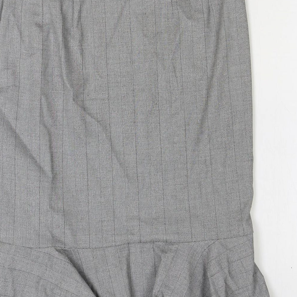 Marks & Spencer Womens Grey Plaid Polyester Trumpet Skirt Size 10 Zip